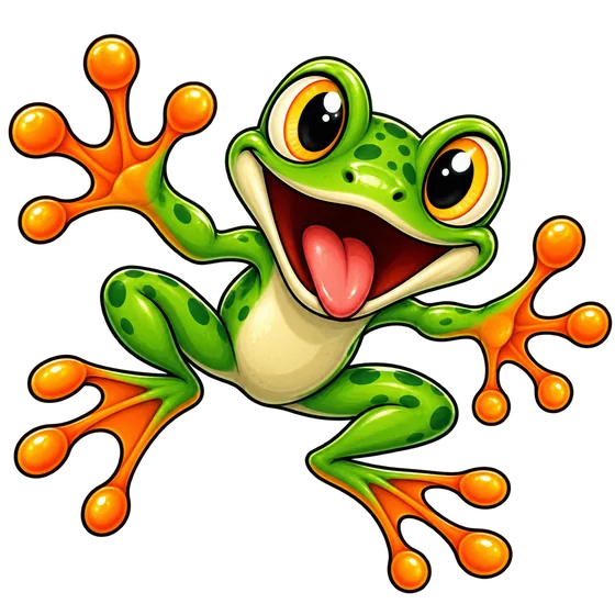 Cheerful cartoon frog